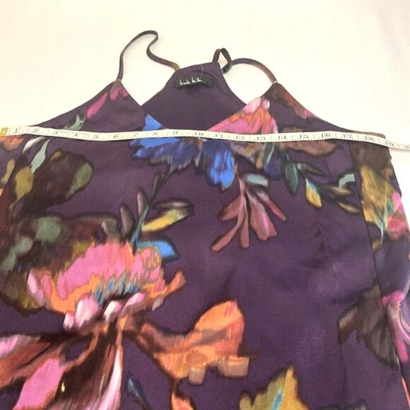 Nicole Miller Maxi Dress M Purple Floral Boho Pockets Shelf Bra NWT Fall Style - Picture 4 of 12